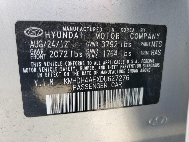 KMHDH4AEXDU627276 - 2013 HYUNDAI ELANTRA GLS SILVER photo 12