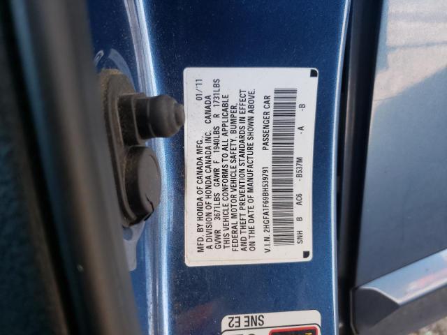 2HGFA1F69BH539791 - 2011 HONDA CIVIC LX-S BLUE photo 12