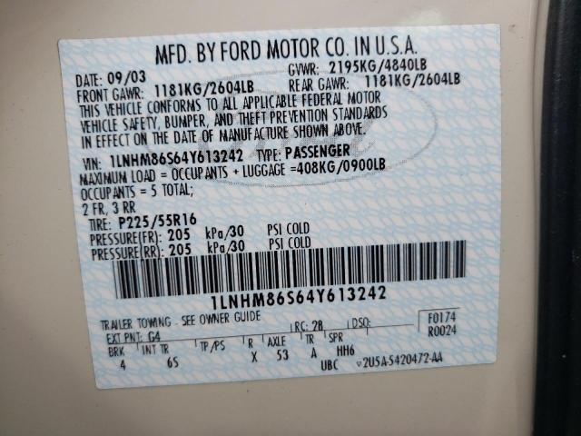 1LNHM86S64Y613242 - 2004 LINCOLN LS Krem foto 12