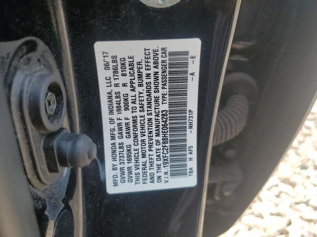 19XFC2F88HE064283 - 2017 HONDA CIVIC EX BLACK photo 12