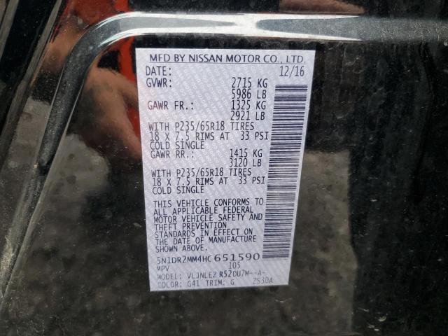 5N1DR2MM4HC651590 - 2017 NISSAN PATHFINDER S BLACK photo 13