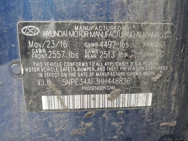 5NPE34AF3HH448836 - 2017 HYUNDAI SONATA SPORT BLUE photo 13