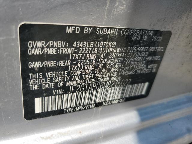 JF2GTAPC6M8275022 - 2021 SUBARU CROSSTREK PREMIUM 银色 照片 13