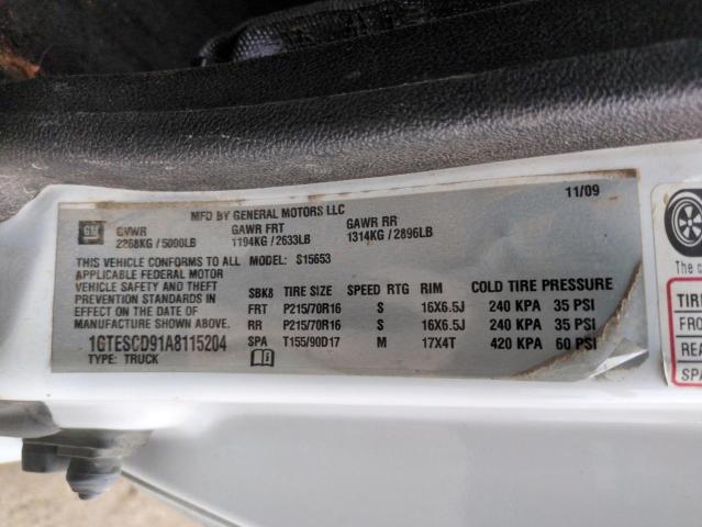 1GTESCD91A8115204 - 2010 GMC CANYON SLE WHITE photo 12