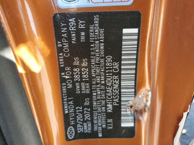 KMHTC6AE4DU111890 - 2013 HYUNDAI VELOSTER TURBO ORANGE photo 12