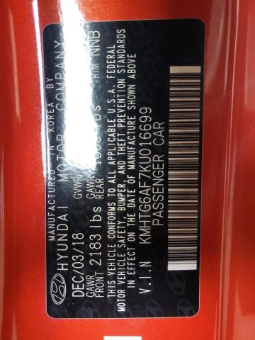 KMHTG6AF7KU016699 - 2019 HYUNDAI VELOSTER BASE Оранжевый фото 13