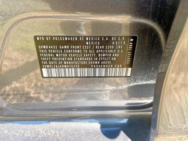 3VWPL7AJ4DM675226 - 2013 VOLKSWAGEN JETTA TDI CHARCOAL photo 10