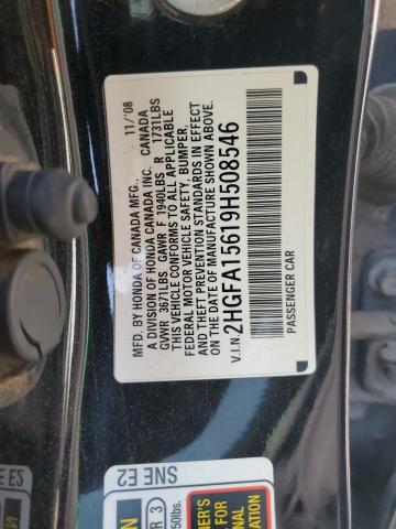 2HGFA15619H508546 - 2009 HONDA CIVIC LX-S Qara foto 12