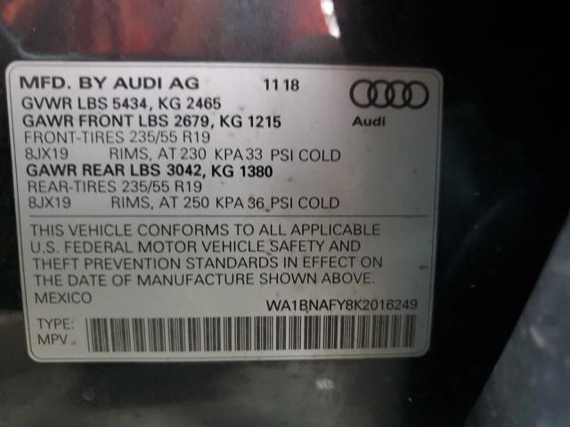 WA1BNAFY8K2016249 - 2019 AUDI Q5 PREMIUM PLUS GRAY photo 13