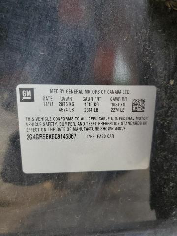 2G4GR5EK6C9145867 - 2012 BUICK REGAL 黑色 照片 12