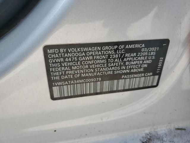 1VWSA7A34MC009079 - 2021 VOLKSWAGEN PASSAT SE 银色 照片 12