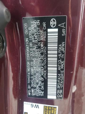 JTKDE167X60072452 - 2006 TOYOTA SCION TC 勃艮第红 照片 12