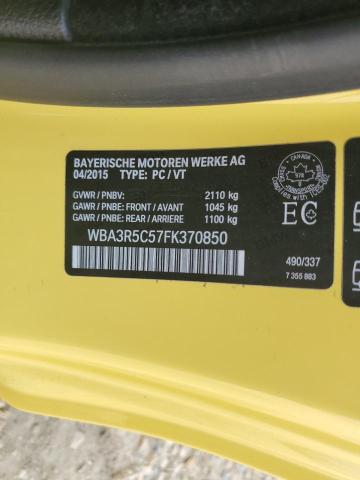 WBA3R5C57FK370850 - 2015 BMW 435 XI YELLOW photo 12