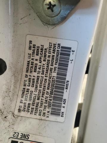 19XFA1F88AE003571 - 2010 HONDA CIVIC EX WHITE photo 13