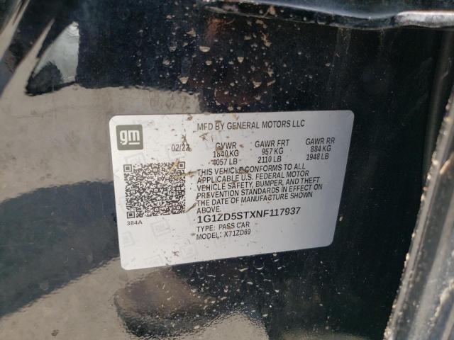 1G1ZD5STXNF117937 - 2022 CHEVROLET MALIBU LT BLACK photo 12