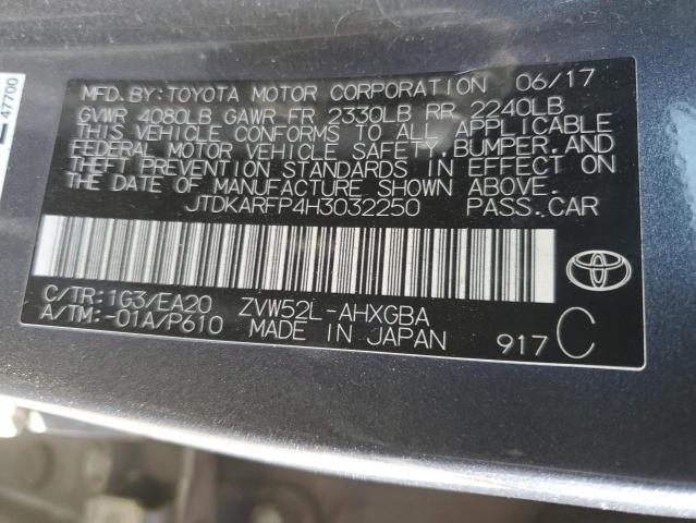 JTDKARFP4H3032250 - 2017 TOYOTA PRIUS PRIM 灰色 照片 12