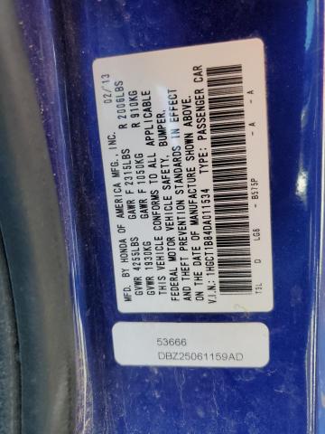 1HGCT1B84DA011534 - 2013 HONDA ACCORD EXL BLUE photo 12