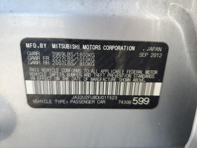 JA32U2FU8DU011523 - 2013 MITSUBISHI LANCER ES/ES SPORT SILVER photo 12