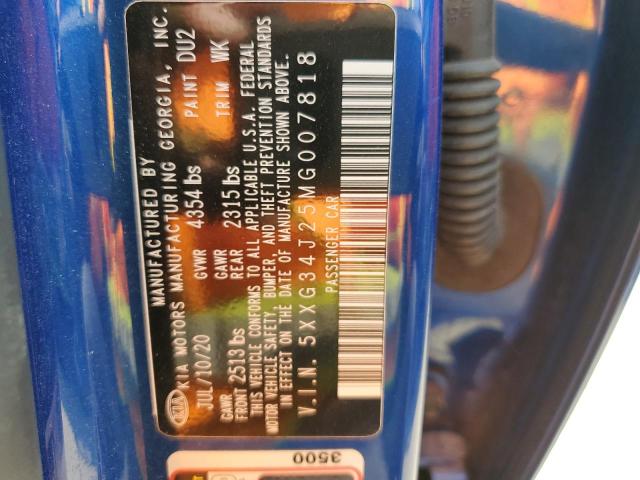 5XXG34J25MG007818 - 2021 KIA K5 EX BLUE photo 12