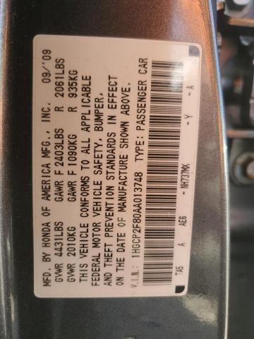 1HGCP2F80AA013748 - 2010 HONDA ACCORD EXL GRAY photo 12