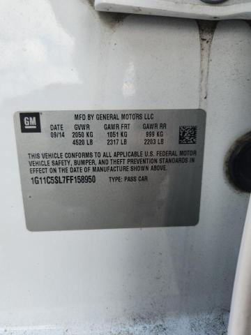 1G11C5SL7FF158950 - 2015 CHEVROLET MALIBU 1LT WHITE photo 12