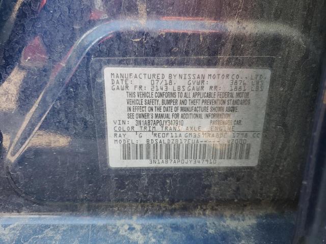 3N1AB7AP0JY347910 - 2018 NISSAN SENTRA S Bleu photo 12