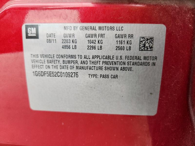 1G6DF5E52C0109276 - 2012 CADILLAC CTS LUXURY COLLECTION Rouge photo 12