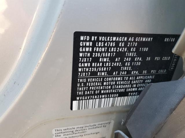 WVGAV75N29W513890 - 2009 VOLKSWAGEN TIGUAN S 银色 照片 12