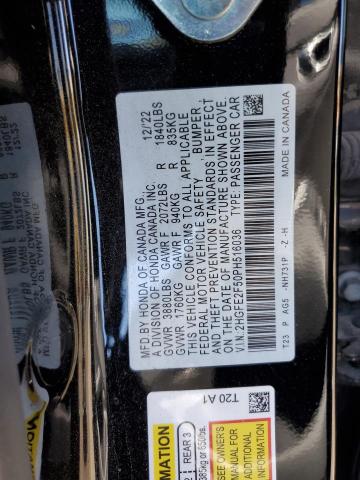 2HGFE2F50PH516036 - 2023 HONDA CIVIC SPORT შავი ფოტო 12