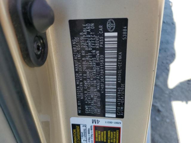 4T4BF3EK7BR115839 - 2011 TOYOTA CAMRY BASE 金色 照片 12