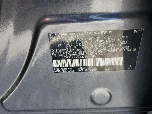 2T3WFREV1DW005436 - 2013 TOYOTA RAV4 XLE GRAY photo 12