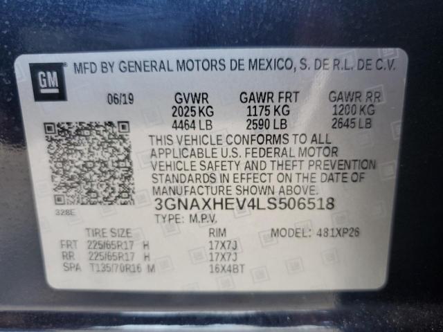 3GNAXHEV4LS506518 - 2020 CHEVROLET EQUINOX LS BLACK photo 13