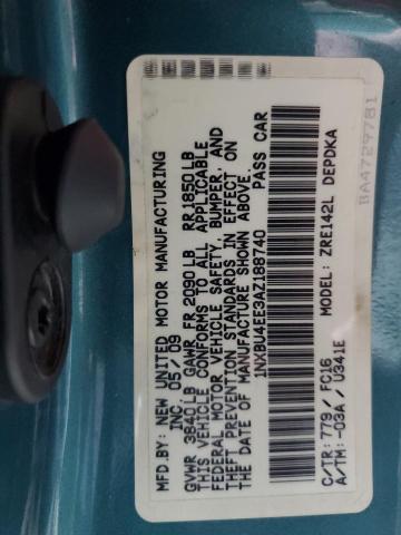 1NXBU4EE3AZ188740 - 2010 TOYOTA COROLLA BASE ლურჯი ფოტო 13