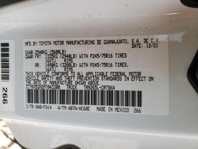 3TYRX5GN2NT043300 - 2022 TOYOTA TACOMA ACCESS CAB თეთრი ფოტო 12