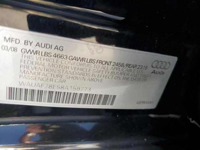 WAUAF78E58A159773 - 2008 AUDI A4 2.0T BLACK photo 12