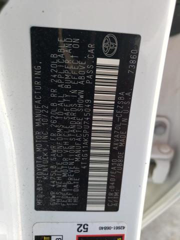 4T1G11AK5PU745049 - 2023 TOYOTA CAMRY SE NIGHT SHADE WHITE photo 12