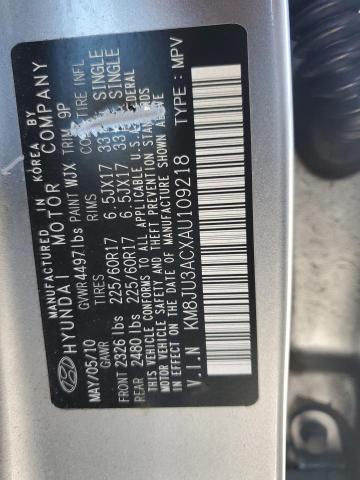 KM8JU3ACXAU109218 - 2010 HYUNDAI TUCSON GLS SILVER photo 13