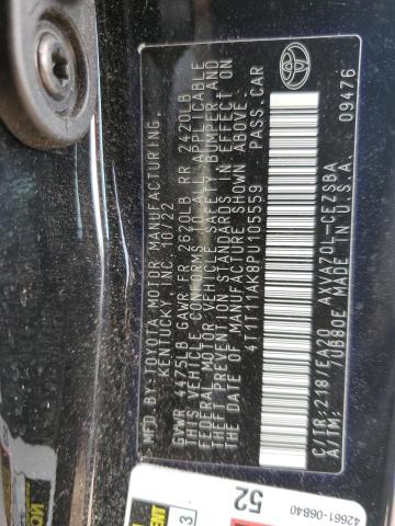 4T1T11AK8PU105559 - 2023 TOYOTA CAMRY SE NIGHT SHADE BLACK photo 12