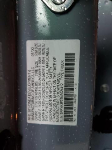 5FPYK3F75NB024412 - 2022 HONDA RIDGELINE RTL 灰色 照片 12