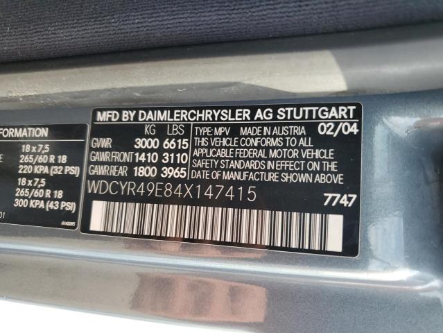 WDCYR49E84X147415 - 2004 MERCEDES-BENZ G 500 BLUE photo 14