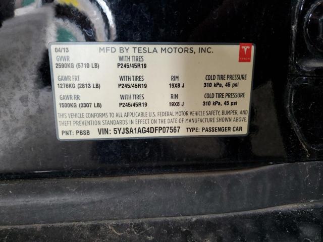5YJSA1AG4DFP07567 - 2013 TESLA MODEL S 黑色 照片 12