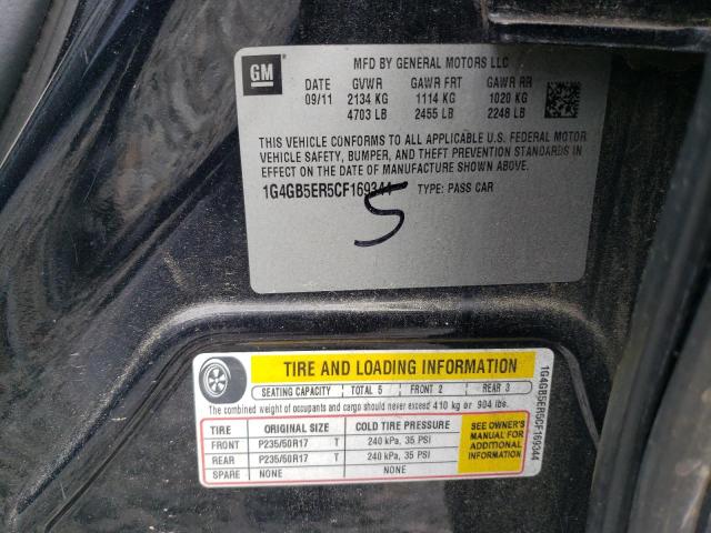 1G4GB5ER5CF169344 - 2012 BUICK LACROSSE CONVENIENCE CHARCOAL photo 12