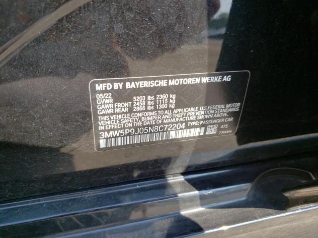 3MW5P9J05N8C72204 - 2022 BMW 330XE Czarny zdjęcie 12