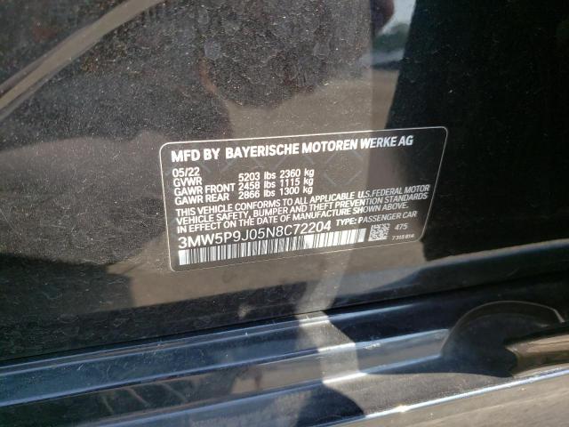 3MW5P9J05N8C72204 - 2022 BMW 330XE BLACK photo 12