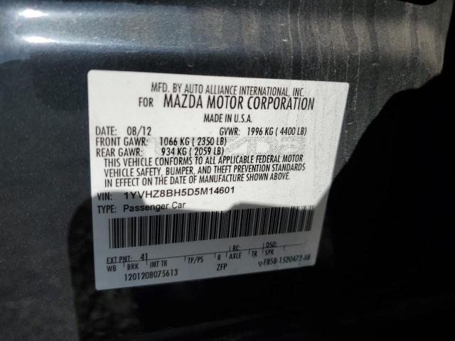 1YVHZ8BH5D5M14601 - 2013 MAZDA 6 SPORT GRAY photo 12