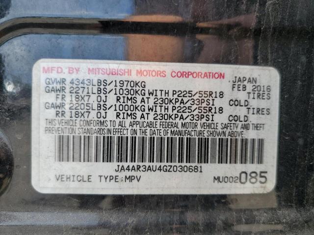 JA4AR3AU4GZ030681 - 2016 MITSUBISHI OUTLANDER ES ლურჯი ფოტო 13