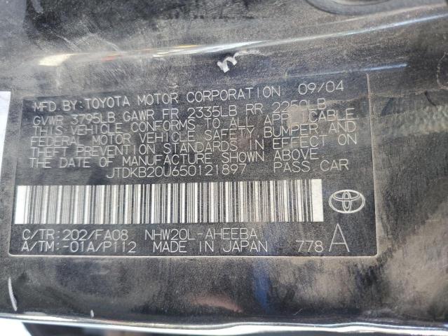 JTDKB20U650121897 - 2005 TOYOTA PRIUS BLACK photo 12