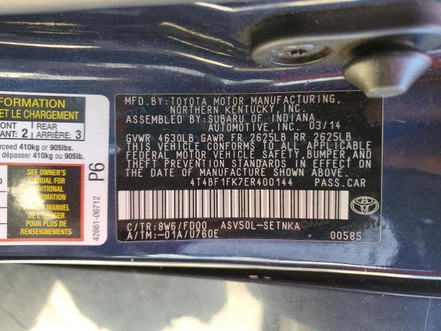 4T4BF1FK7ER400144 - 2014 TOYOTA CAMRY L GRAY photo 12