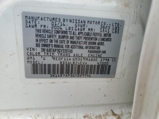 3N1AB7AP3GY229746 - 2016 NISSAN SENTRA S WHITE photo 12