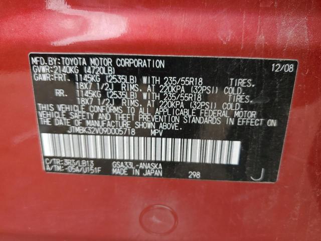 JTMBK32V09D005718 - 2009 TOYOTA RAV4 SPORT RED photo 14